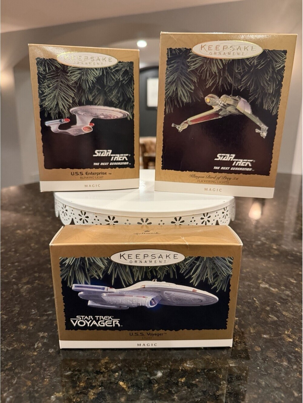 Hallmark Keepsake 1990’s Star Trek Ornaments Set Of  3 New In Package Never Used